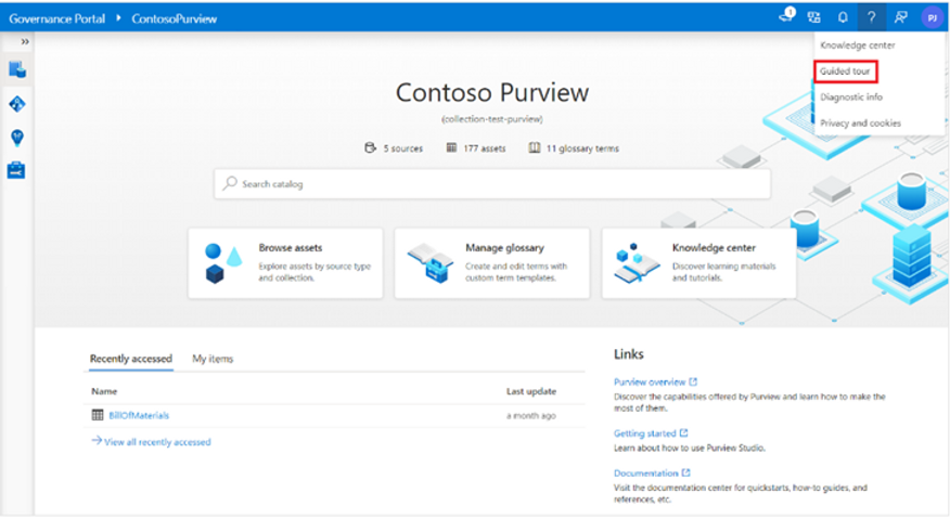 contoso purview governane portal screenshot