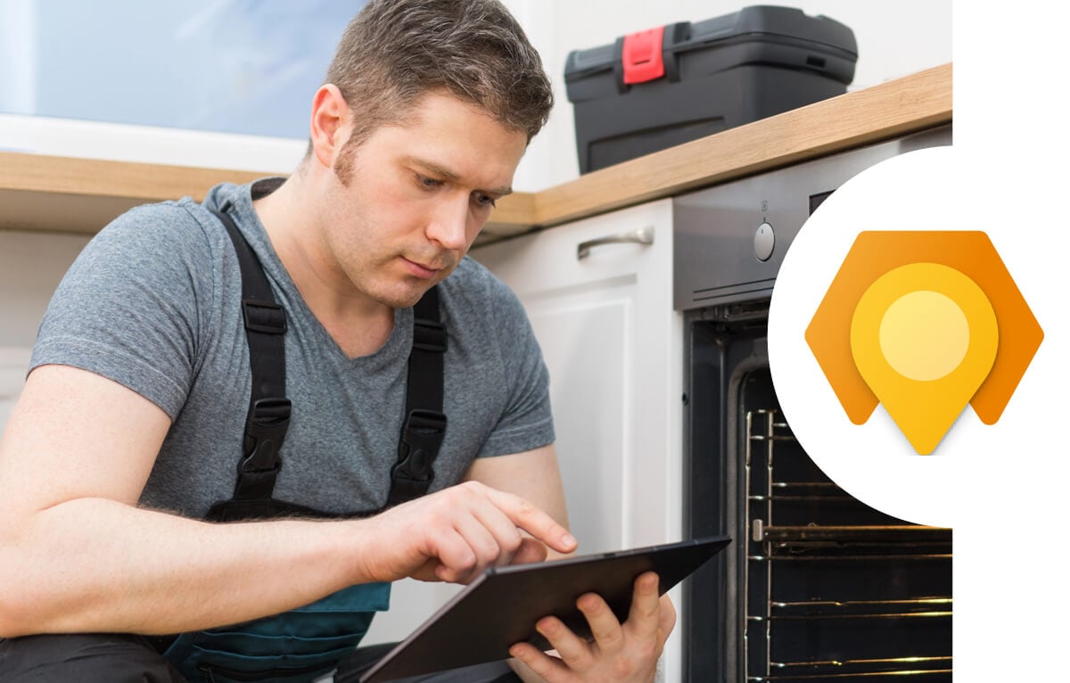 Repairman working out in the field