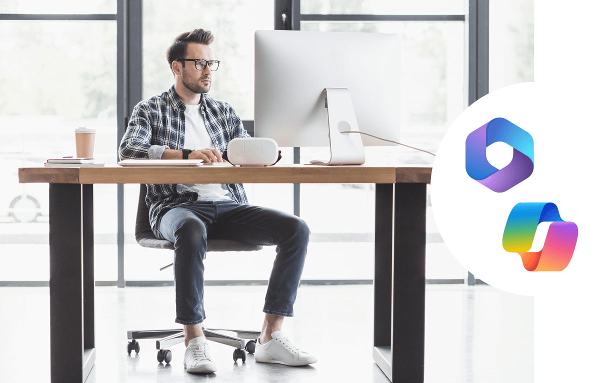 man working at computer