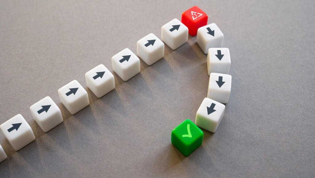 arrows going from error to success