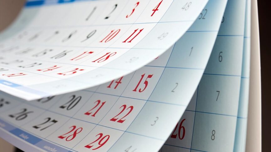 Calendar turning pages