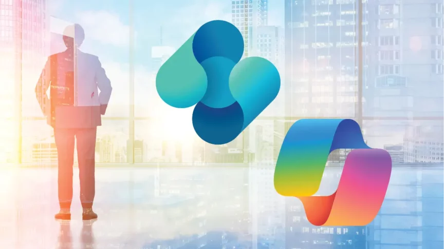 Modern graphic illustrating AI integration in Microsoft Dynamics 365 Business Central, featuring abstract digital icons, circuit patterns, and a blue-toned background representing automation and data intelligence for business processes.