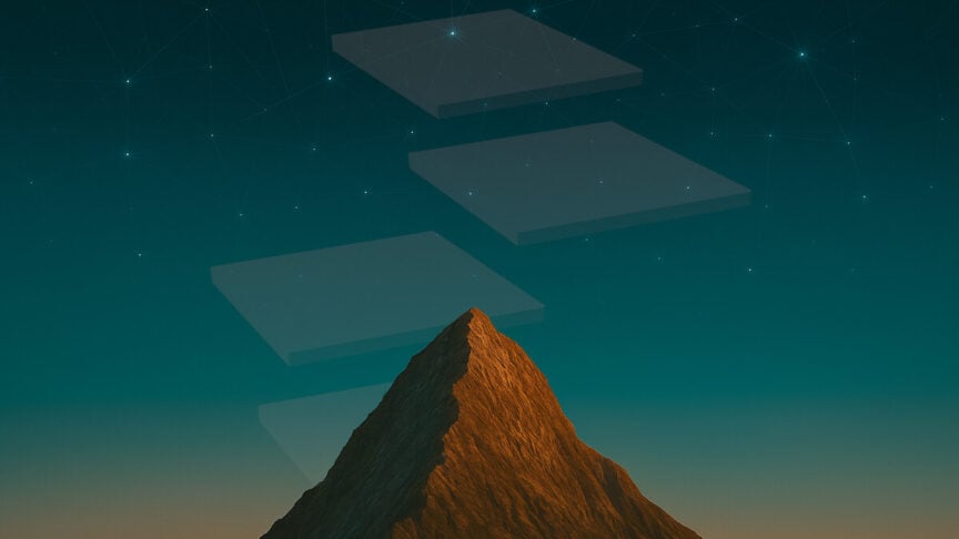 Mountain top with JourneyTeam logo in background - AI Customer Zero