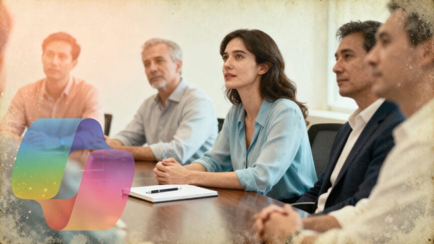 Business professional working at a desk with multiple paper documents and a laptop, illustrating manual processes in contrast to modern AI-driven solutions.