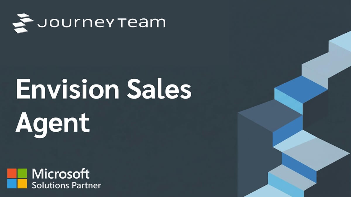Envision Sales Agent webinar promotional banner featuring bold text, JourneyTeam logo, and abstract digital graphics highlighting the theme of modern sales technology.