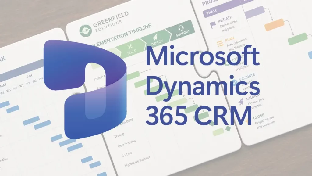 dynamics 365 CRM logo overlaid on top of data charts