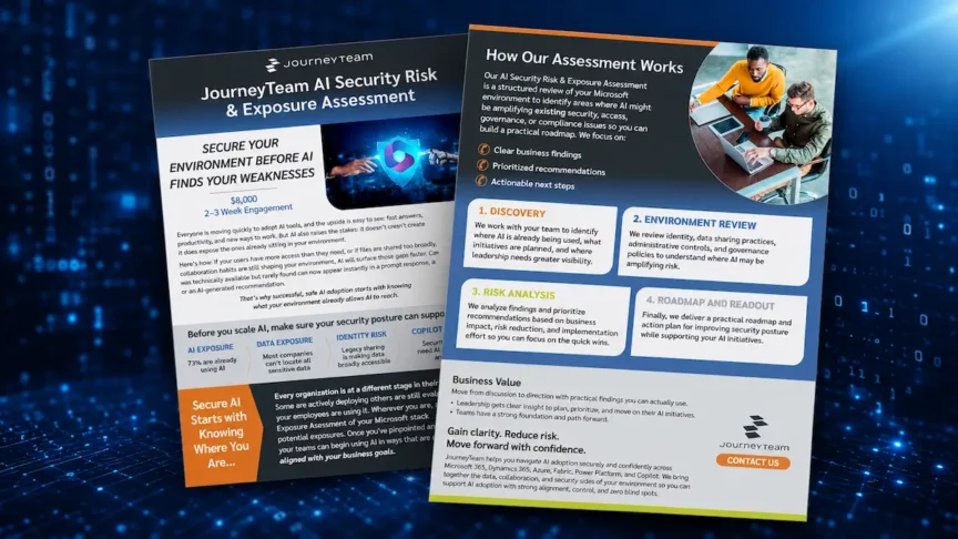 AI Security Risk & Exposure Assessment overview PDF overlaid on abstract computer science background
